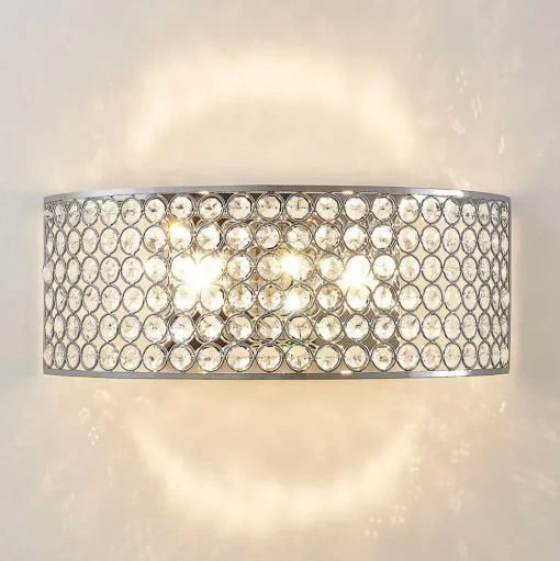 LED glazen kristalwandlamp Alizee in chroom