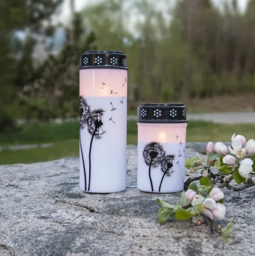 LED graflicht Paardenbloem, 12 cm wit/zwart kunststof batterij