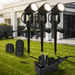 LED grondspies 3927035 12 V starterset van 3, zwart Ø 4 cm