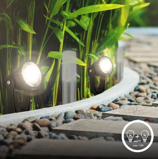 LED grondspies 3919035 12V 3-spots verlenging, zwart Ø 5 cm