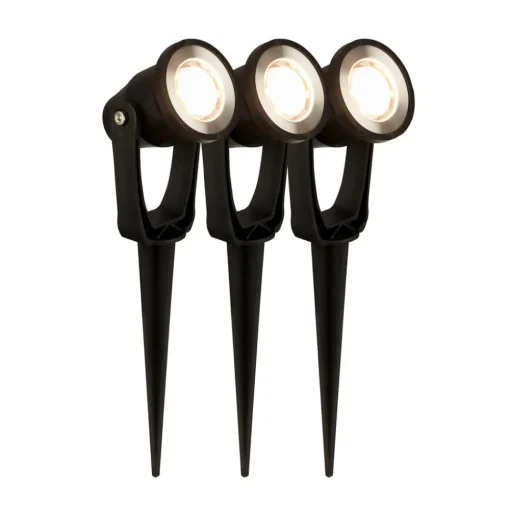 LED grondspies 3918035 12V starterset van 3, zwart, Ø 5 cm