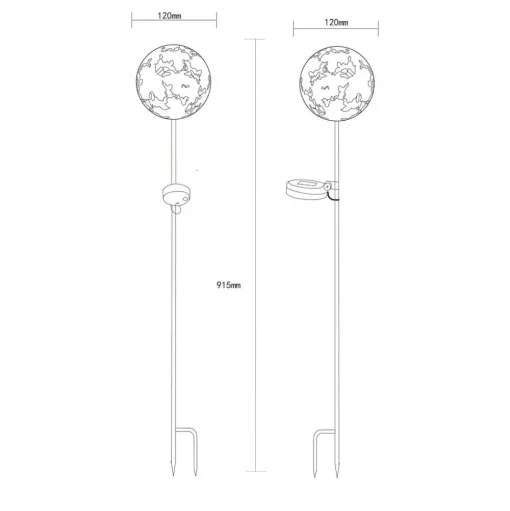 LED grondspies lamp 36747, bol, roestbruin, metaal