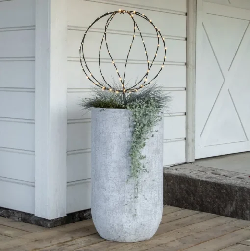 LED grondspies lamp Bol, Ø 50 cm, zwart metalen batterij