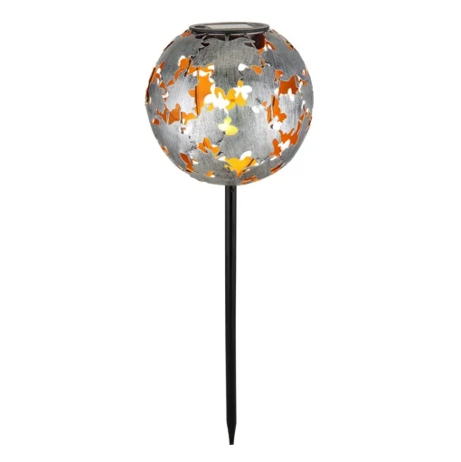 LED grondspies lamp 36748S, bol, zilver, metaal