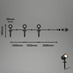 LED grondspies spot 3799035, zwart, kunststof set van 3 Ø 5 cm