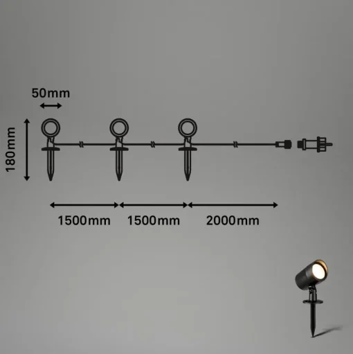 LED grondspies spot 3799035, zwart, kunststof set van 3 Ø 5 cm