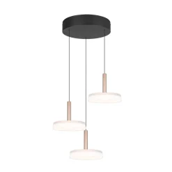 LED hanglamp Celeste, wit/bruin, Ø 35 cm 3-lamps glas dimbaar