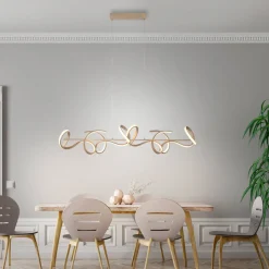 LED hanglamp Curls, messing, metaal, 99 cm lang, dimbaar