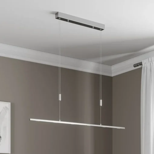 LED hanglamp Lucande Arnik, 120 cm, nikkelkleurig, dimbaar