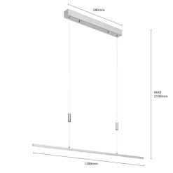LED hanglamp Lucande Arnik, 120 cm, nikkelkleurig, dimbaar
