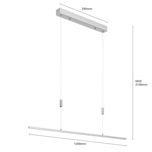 LED hanglamp Lucande Arnik, 120 cm, nikkelkleurig, dimbaar