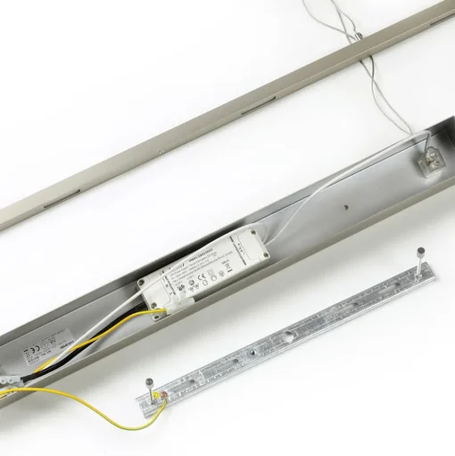 LED hanglamp Lucande Arnik, 140 cm, nikkelkleurig, dimbaar