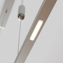 LED hanglamp Lucande Arnik, 140 cm, nikkelkleurig, dimbaar