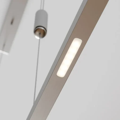 LED hanglamp Lucande Arnik, 140 cm, nikkelkleurig, dimbaar