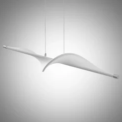 LED hanglamp Lucande Edano, 122 cm, wit, textiel, dimbaar