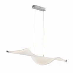 LED hanglamp Lucande Edano, 122 cm, wit, textiel, dimbaar