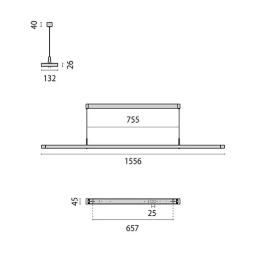 LED hanglamp Small Line, sensor, 156 cm, wit