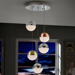 LED hanglamp Sphere, multicolour, 5-lamps