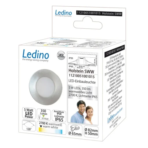 LED inbouwlamp Holstein IP65, 116° star, staal