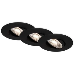 LED inbouwspot 7602 3er IP65 3.000 K zwart