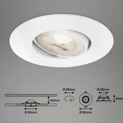 LED inbouwspot 7602 3er IP65 3.000 K wit