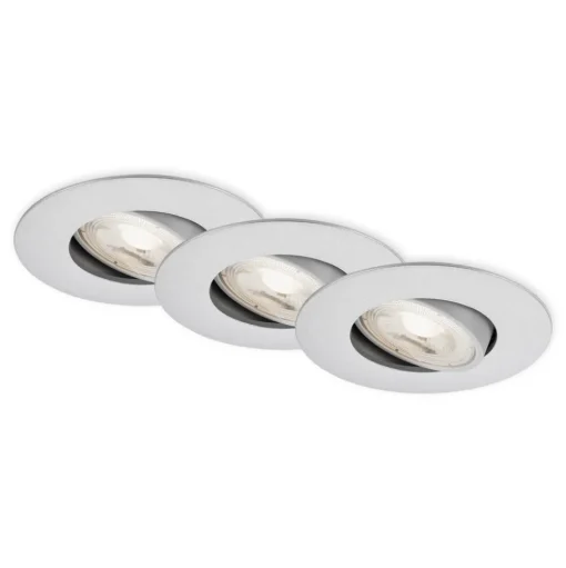 LED inbouwspot 7602 3er IP65 3.000 K mat chroom