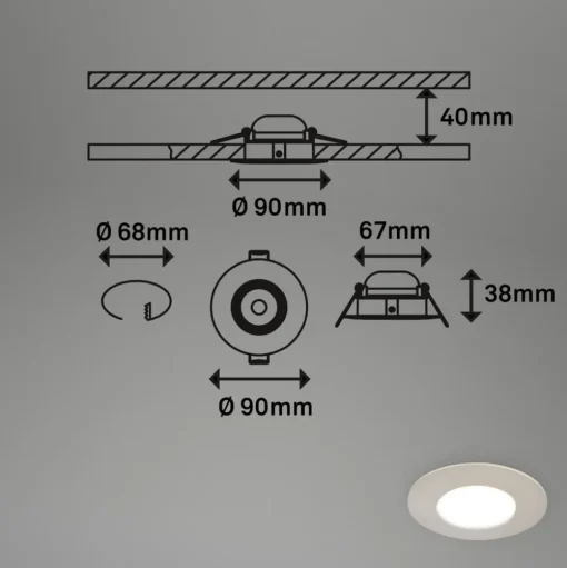 LED inbouwspot 7598 3er-set CTS mat nikkel