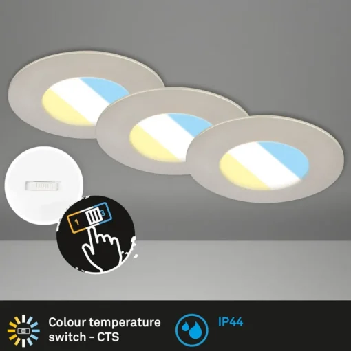 LED inbouwspot 7598 3er-set CTS mat nikkel