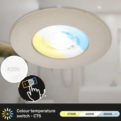 LED inbouwspot 7605 IP44 3 per set CTS mat nikkel