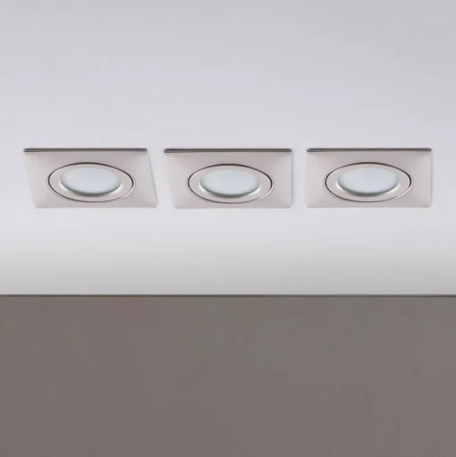 LED inbouwspot Andrej, hoekig, nikkel, set van 3