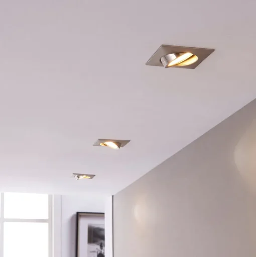 LED inbouwspot Andrej, hoekig, nikkel, set van 3