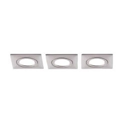 LED inbouwspot Andrej, hoekig, nikkel, set van 3