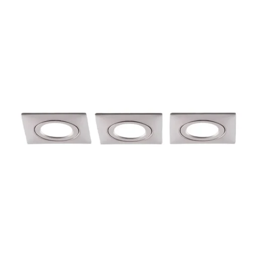 LED inbouwspot Andrej, hoekig, nikkel, set van 3