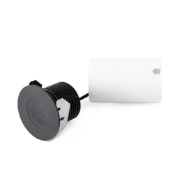 LED inbouwspot Grund, zwart, Ø 8 cm, aluminium/roestvrij staal
