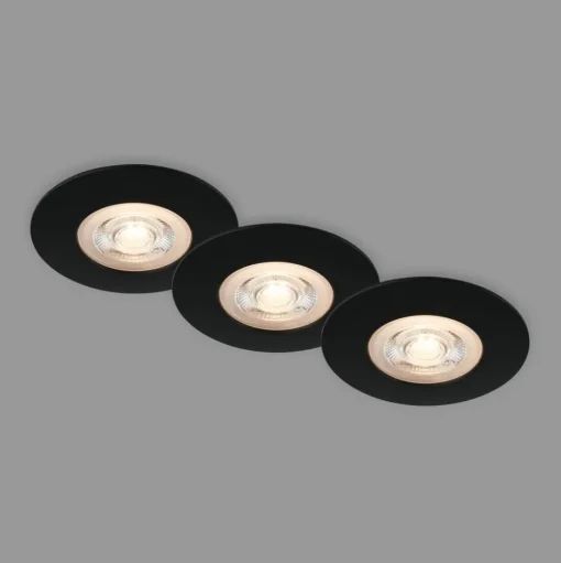 LED inbouwspot Kulana zwart set van 3 IP65