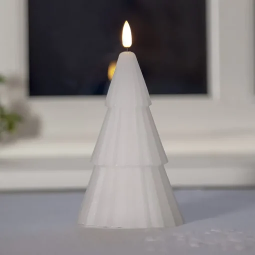 LED kaars Flamme Grany, wit, 18 cm, echte was, werkt op batterijen
