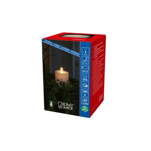 LED kaars IP44 crème wit glad Hoogte 13cm