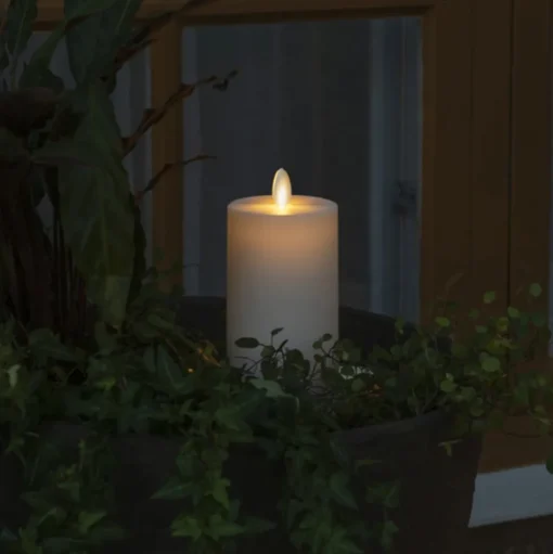 LED kaars IP44 crème wit glad Hoogte 18cm