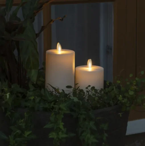 LED kaars IP44 crème wit glad Hoogte 18cm
