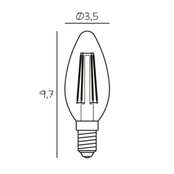 LED kaarslamp, E14, 3,5 W, 2.200 K, gloeidraad, dimbaar