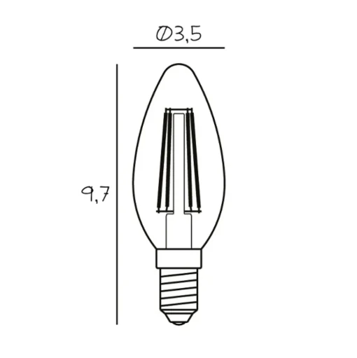 LED kaarslamp, E14, 3,5 W, 2.200 K, gloeidraad, dimbaar