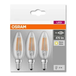 LED kaarslamp E14 4W filament 2.700K 3 per set