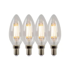 LED kaarslamp E14 4W 2700K dimbaar set van 4
