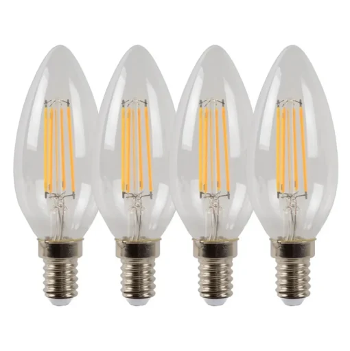LED kaarslamp E14 4W 2700K dimbaar set van 4