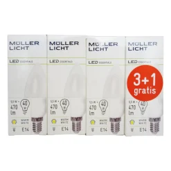 LED kaarslamp E14 5,5W 2.700K set 3+1 470lm mat