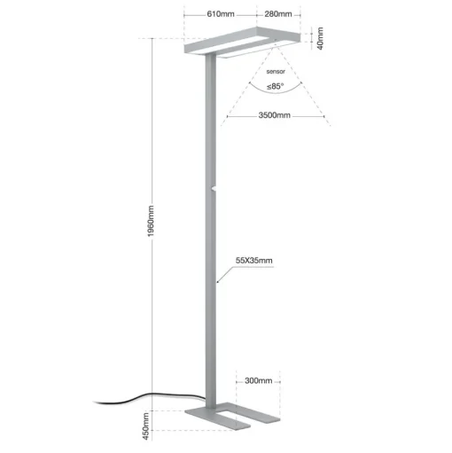 LED kantoor vloerlamp 12-1183, daglichtsensor