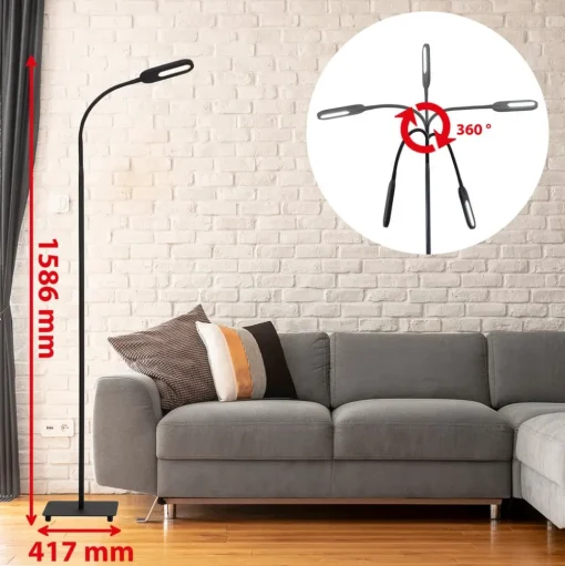 LED kantoor vloerlamp Office Step, dimbaar, zwart