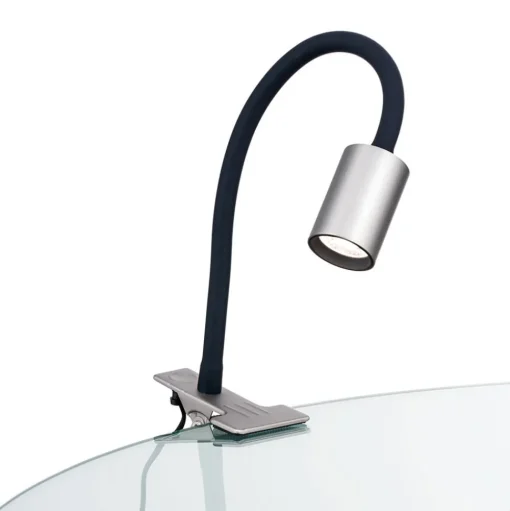 LED klemlamp Kurt nikkel-mat