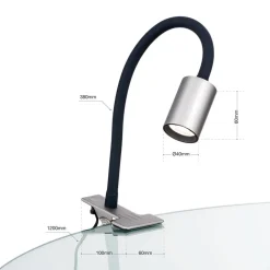 LED klemlamp Kurt nikkel-mat