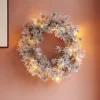 LED krans Alfi, groen/sneeuw, Ø 45 cm